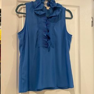 JCrew, size 4, sleeveless, blue, turtleneck dress shirt.